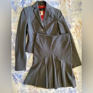 Les Copains Charcoal Blazer and Skirt Set with Red Accents